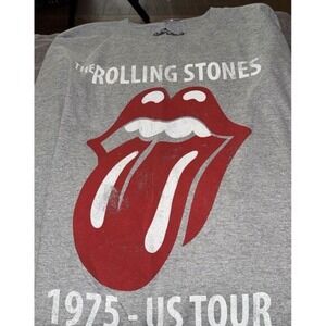 Rolling Stones 1975 Tour Gray Long Sleeve Tee Size XL Concert Rock New